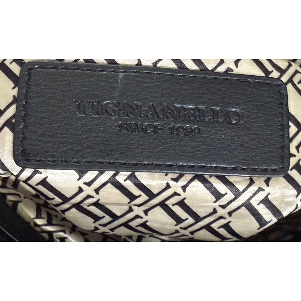 Tignanello Leather Purse Handbag Over Shoulder Navy‎ Blue and Black Gold Accents - Picture 13 of 16